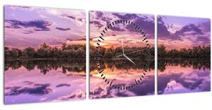 Tablou cu cerul violet (cu ceas) (90x30 cm)