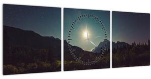 Tablou - cerul nocturn (cu ceas) (90x30 cm)