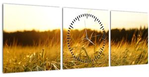 Tablou iarba cu rouă (cu ceas) (90x30 cm)