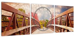 Tablou - pod din lemn (cu ceas) (90x30 cm)