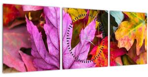 Tablou - frunze de toamnă (cu ceas) (90x30 cm)
