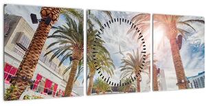 Tablou - palmier cu bazin (cu ceas) (90x30 cm)