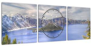 Tablou lacul montan (cu ceas) (90x30 cm)