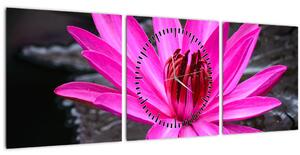 Tablou - floarea roz (cu ceas) (90x30 cm)