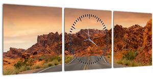 Tablou cu drum și piere (cu ceas) (90x30 cm)