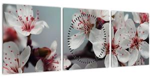 Tablou cu floare - roșie (cu ceas) (90x30 cm)