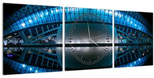 Tablou cu stadion de fotbal (cu ceas) (90x30 cm)