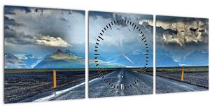 Tablou cu drum în furtună (cu ceas) (90x30 cm)