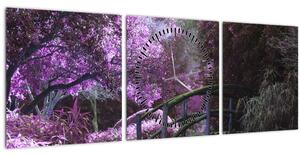 Tablou - copaci violeți (cu ceas) (90x30 cm)