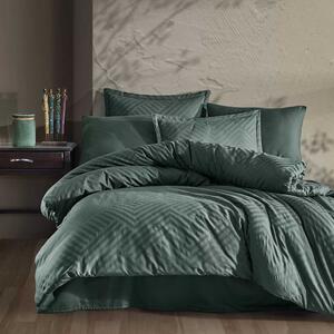 Lenjerie de pat dublu Jacquard 100% Bumbac 6 piese 240 x 260 cm, Elegant, Verde, Clasy TULA V1