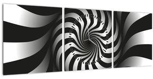 Tablou abstract cu spirala alb neagră (cu ceas) (90x30 cm)