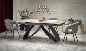 Masa extensibila HILARIO, alb/negru, ceramica/metal, 180/260x90x75 cm