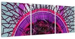 Tablou abstrac - crengi violete (cu ceas) (90x30 cm)