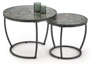 Set 2 masute INES, verde/negru, ceramica/metal, 62x50/47x43 cm