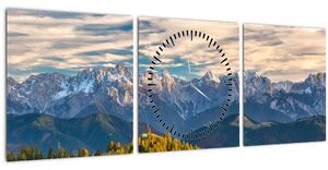 Tablou - panorama montană (cu ceas) (90x30 cm)
