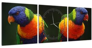 Tablou cu papagali (cu ceas) (90x30 cm)