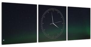 Tablou cu aurora borealis (cu ceas) (90x30 cm)