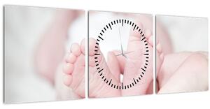 Tablou cu piciorușele de copilaș (cu ceas) (90x30 cm)