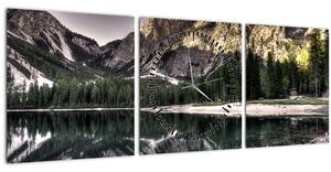 Tablou cu lac montan (cu ceas) (90x30 cm)
