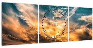 Tablou cu nori (cu ceas) (90x30 cm)