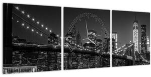 Tablou cu podul Brooklin în New York (cu ceas) (90x30 cm)