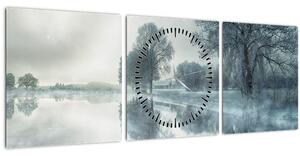 Tablou cu natura iarna (cu ceas) (90x30 cm)