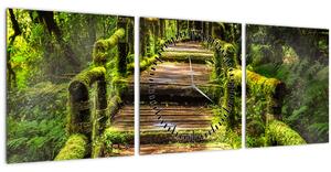 Tablou cu scări într-o pădure tropicală (cu ceas) (90x30 cm)