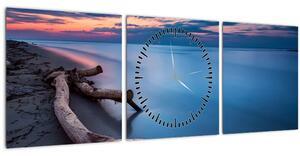 Tablou cu plaja în apus de soare (cu ceas) (90x30 cm)