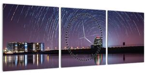 Tablou cu cerul nocturn și stele (cu ceas) (90x30 cm)