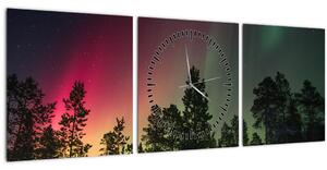 Tablou cu Northern Lights (cu ceas) (90x30 cm)