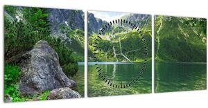 Tablou cu lac în munții Tatra (cu ceas) (90x30 cm)