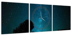 Tablou cu cerul nocturn și stele (cu ceas) (90x30 cm)