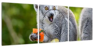 Tablou cu lemur (cu ceas) (90x30 cm)
