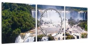 Tablou cu cascadele Iguass (cu ceas) (90x30 cm)