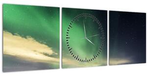 Tablou cu Aurora Borealis (cu ceas) (90x30 cm)