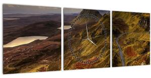 Tablou cu munții din Scoția (cu ceas) (90x30 cm)