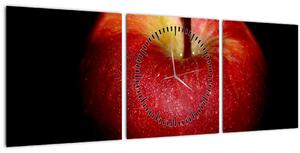 Tablou cu măr pe fundal negru (cu ceas) (90x30 cm)