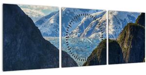 Tablou cu peisaj cu munții (cu ceas) (90x30 cm)