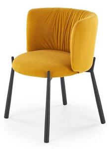 Scaun K531, galben/negru, stofa catifelata/metal, 60x58x76 cm