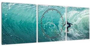 Tablou cu surferi (cu ceas) (90x30 cm)