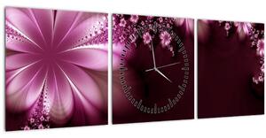 Tablou cu abstracție - flori (cu ceas) (90x30 cm)