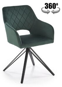 Scaun rotativ K535, verde inchis/negru, stofa catifelata/metal, 57x60x