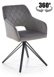 Scaun rotativ K535, gri/negru, stofa catifelata/metal, 57x60x86 cm