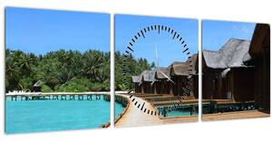 Tablou cu Maledive (cu ceas) (90x30 cm)