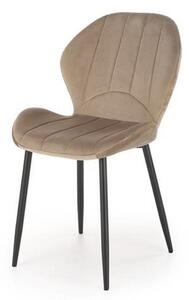 Scaun K538, bej/negru, stofa catifelata/metal, 48x57x85 cm