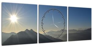 Tablou - Deasupra vârfurilor de munți (cu ceas) (90x30 cm)
