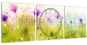 Tablou - Flori de luncă (cu ceas) (90x30 cm)