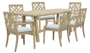 Set 7 buc masă și scaune de grădină Poza-Bolen Bej 230x100x75 cm