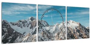 Tablou cu vârfuri înzăpeziți, Fiordland (cu ceas) (90x30 cm)