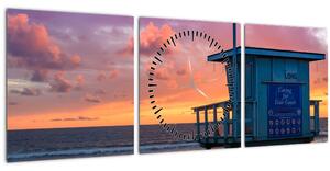 Tablou de pe plaja Santa Monica (cu ceas) (90x30 cm)